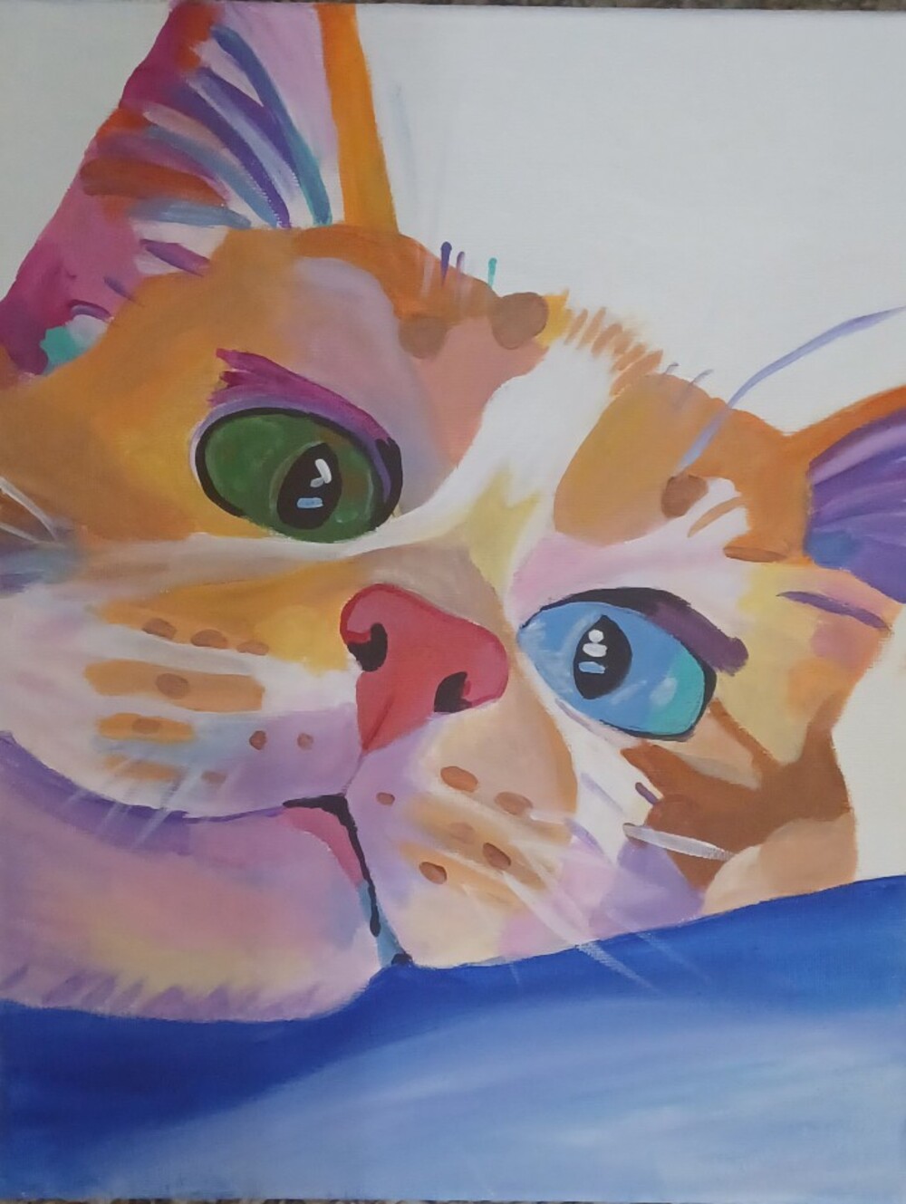 Colorful Cat Art Print - Multicolor Cat Portrait for Cat Lovers